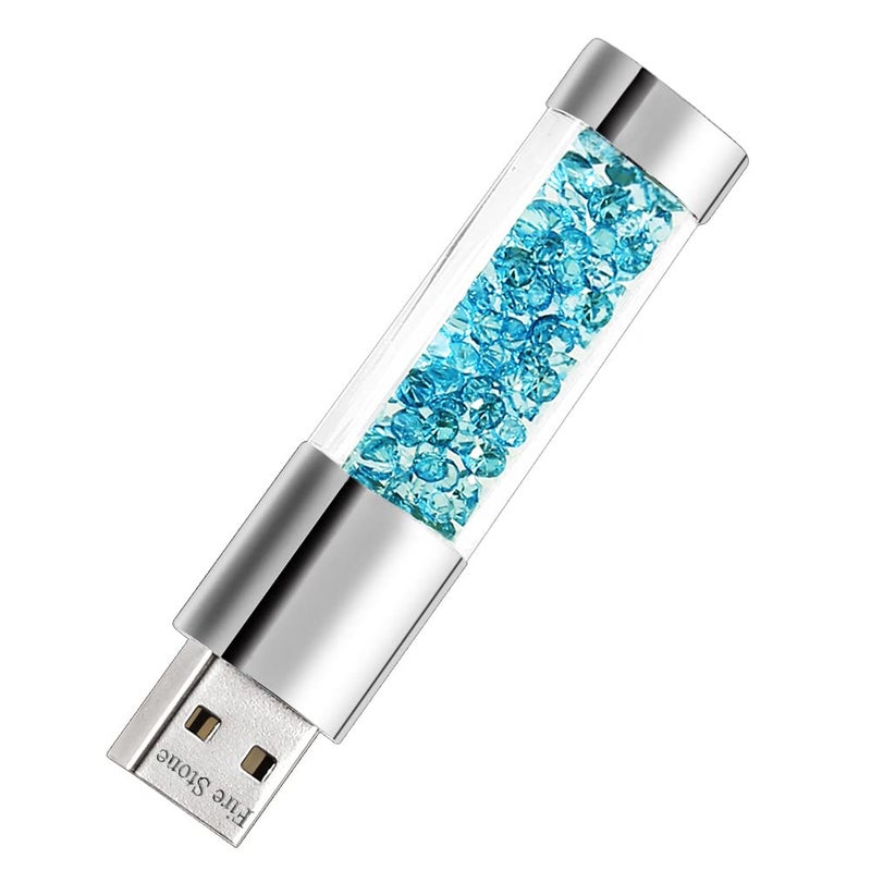 Fire Stone Lovely Diamond USB 2.0 Flash Drive Data Storage Memory Stick USB Stick Pendrive Gift (32GB, Lake Blue) - Image 3